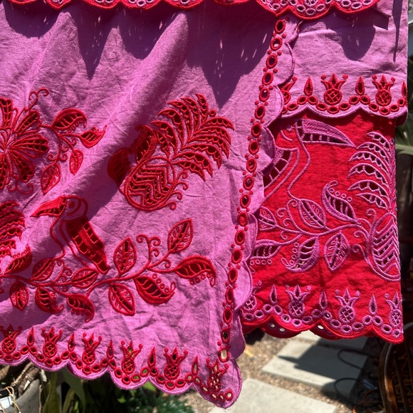 FARM RIO Red Palm Tree Richelieu Midi Skirt - Picture 4 of 6